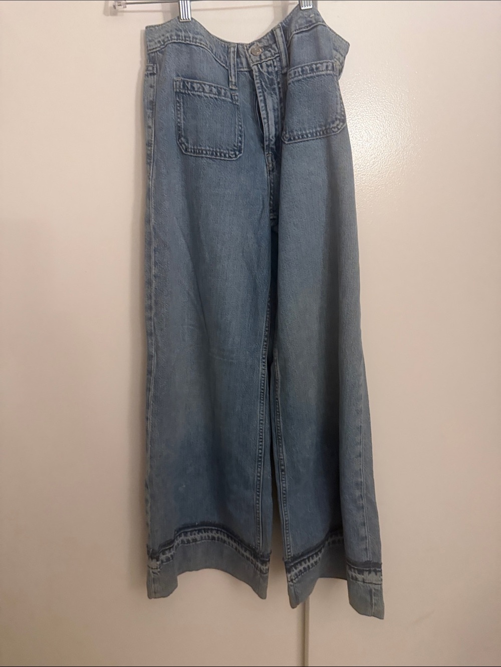 GAP Light Blue Wide-Leg Jeans with Front Patch Pockets